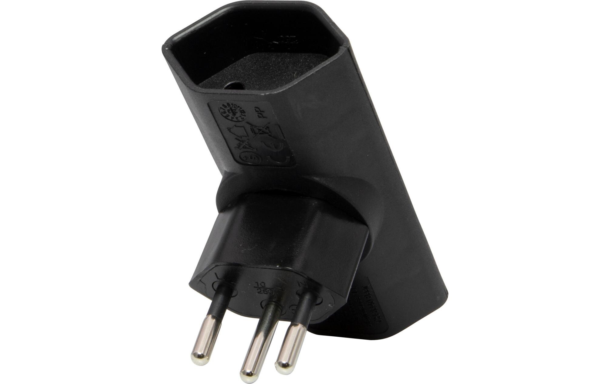 Flachstecker 2 x T13, 300° drehbar, flach, SchwarzExtra flacher und platzsparender T-Abzweigstecker