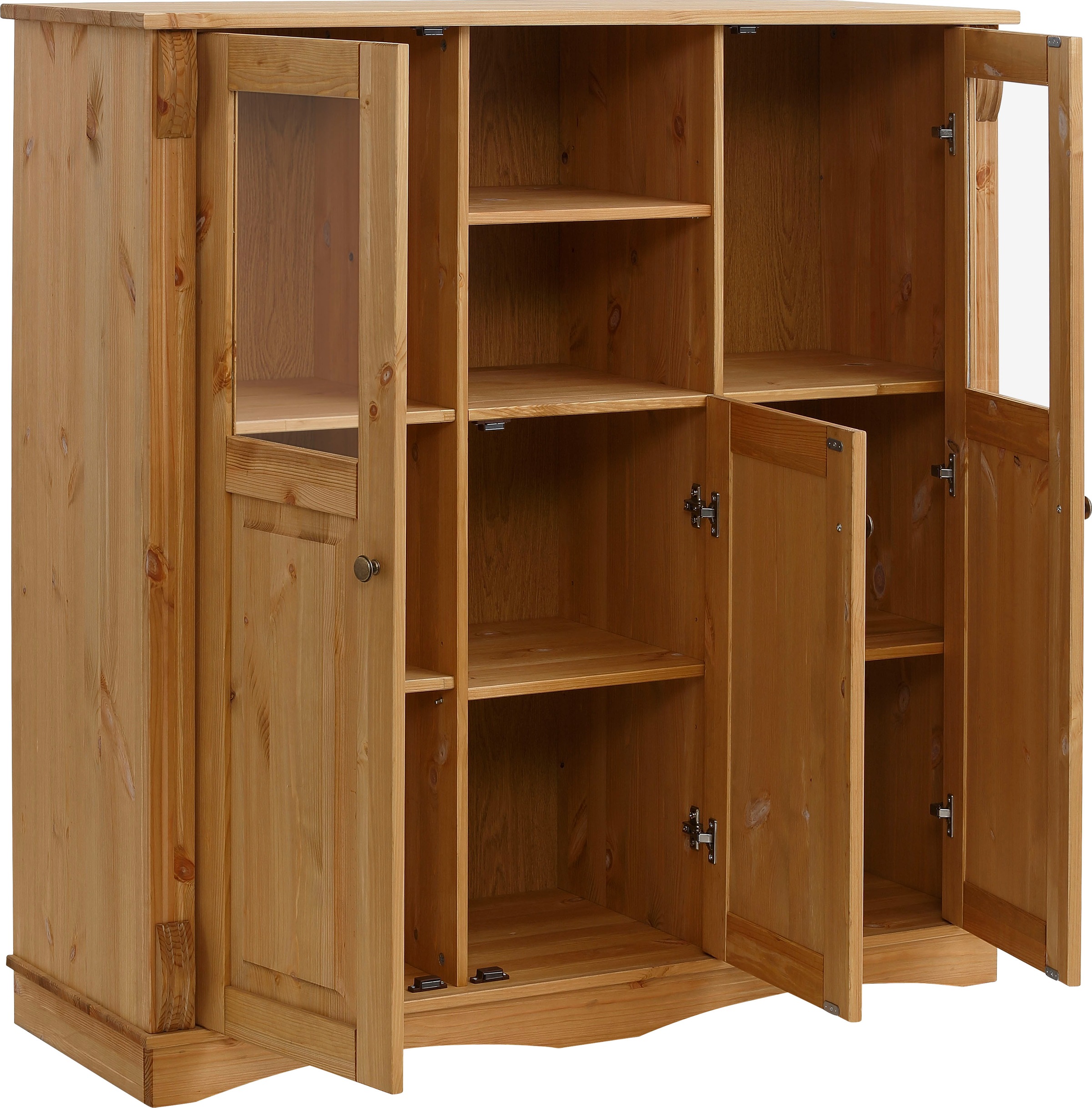 Home affaire Highboard »Teresa« Masse (B/T/H): 119/40/120 cm,  Vitrine, Türen mit Glaseinsätzen, aus massiver Kiefer, FSC®