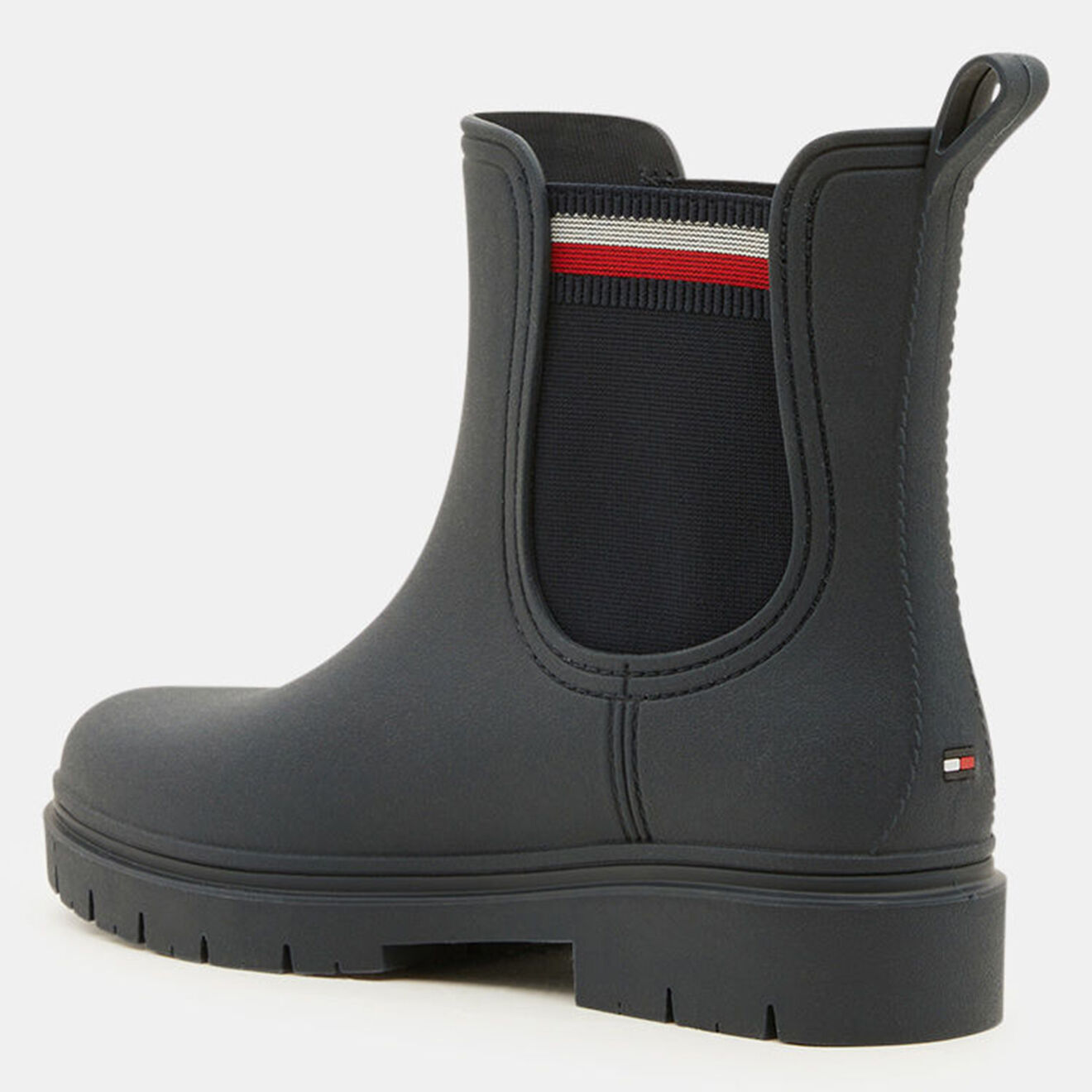 Tommy Hilfiger Chelsea boots de pluie en Caoutchouc détail tricolore bleu marine