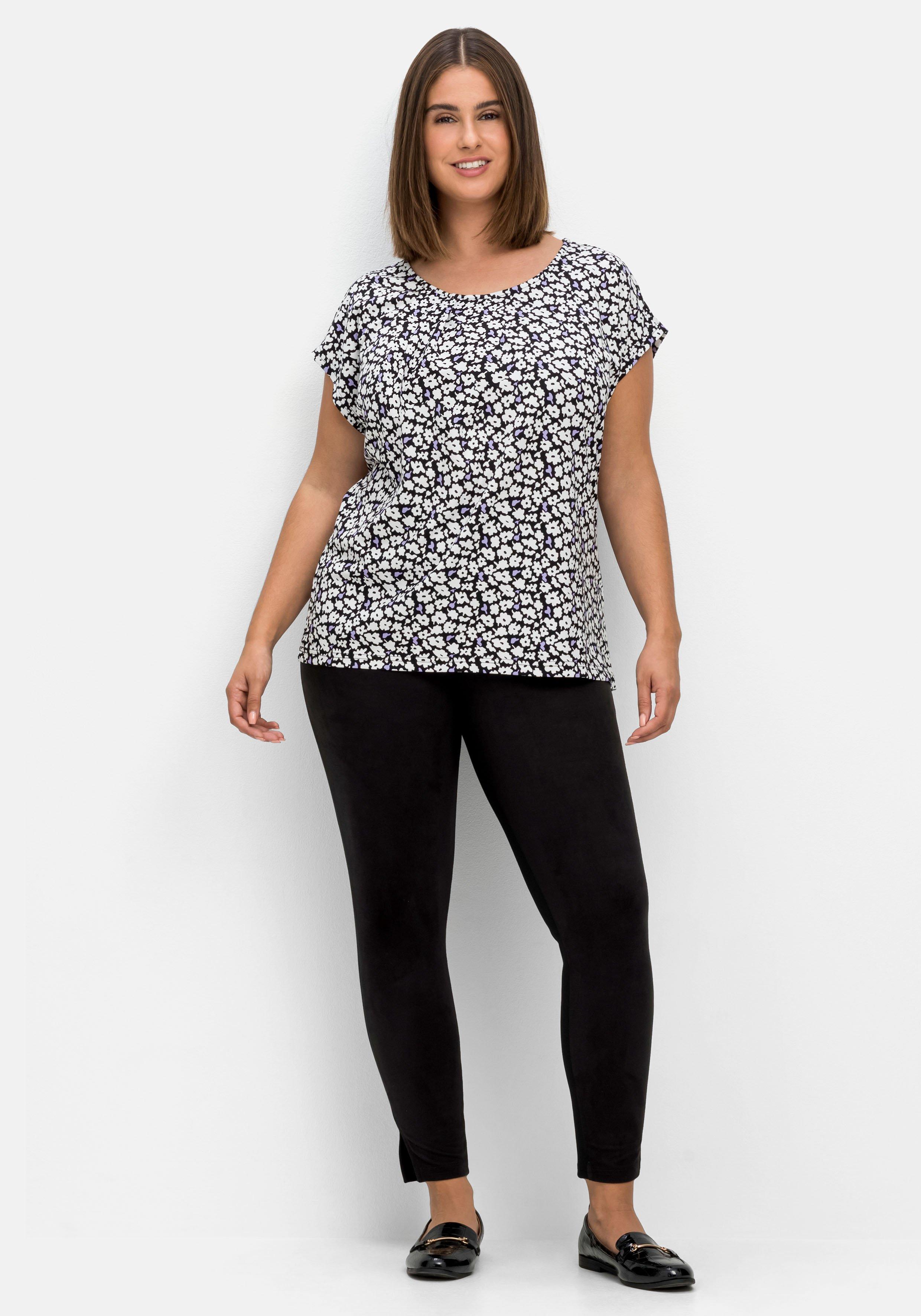 Shirt mit Blumendruck und dekorativen Falten