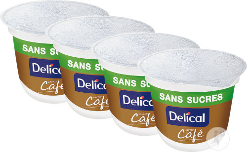 Delical Crème Dessert HP-HC Sans Sucre Saveur Café Pots 4x124g