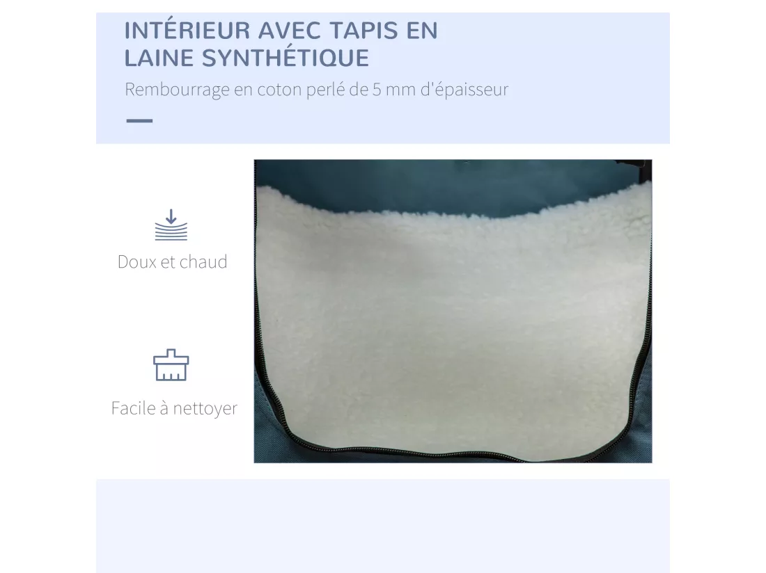 Sac de transport pliable pour chien chat - 2 poignées, 3 portes - dim. 69L x 51l x 51H cm - acier polyester bleu