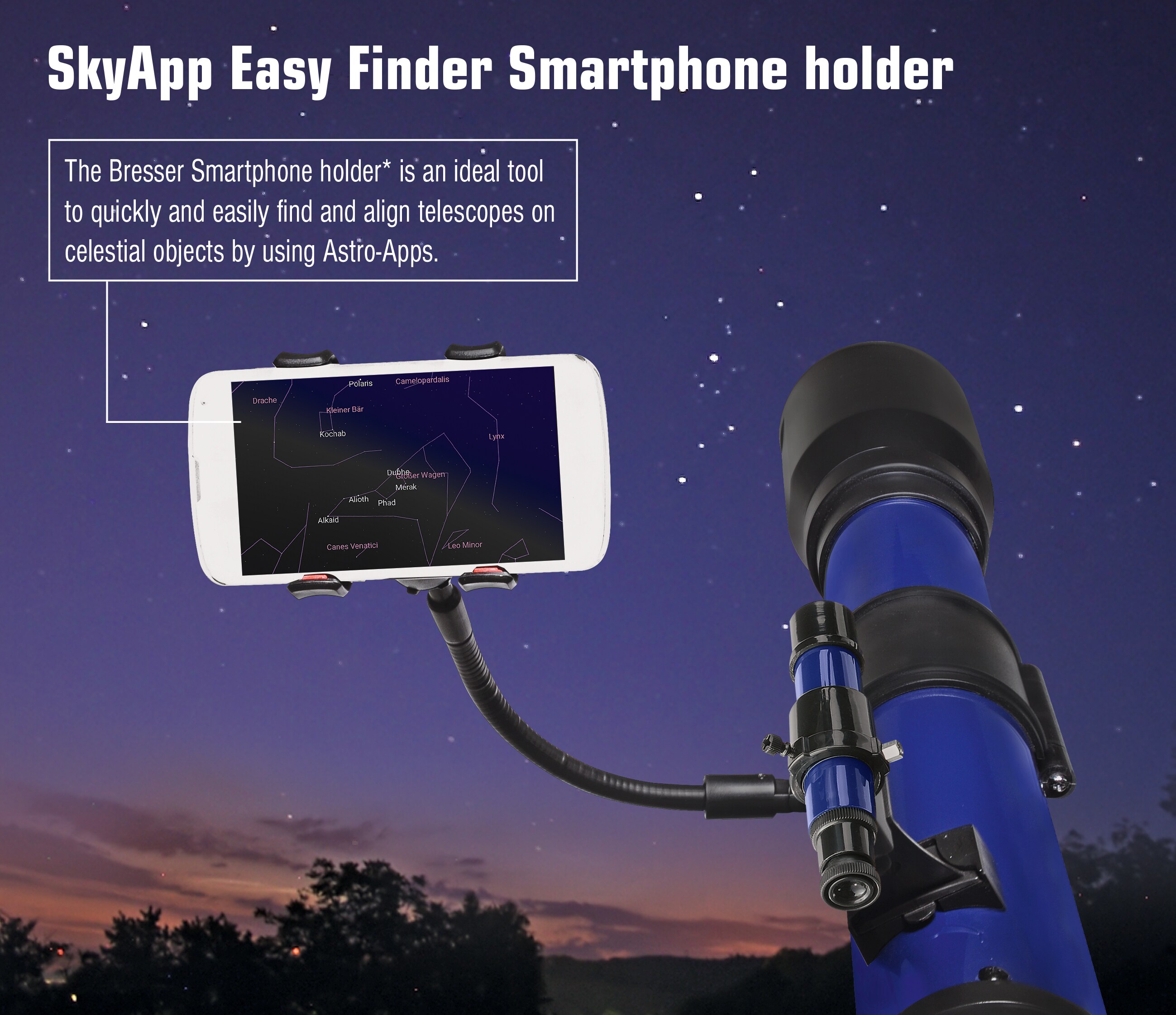 BRESSER SKYLUX Linsenteleskop 70/700mm mit Smartphone-Halter und Sonnenfilter Sprache: Language Code 1