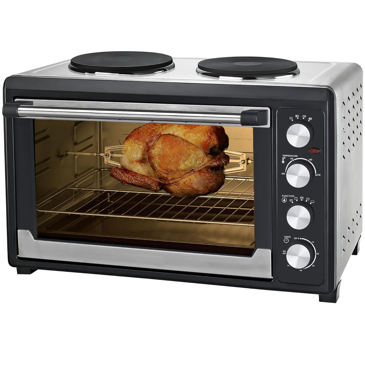 Mini four de 60 litres avec convection et rôtissoire avec 2 plaques de