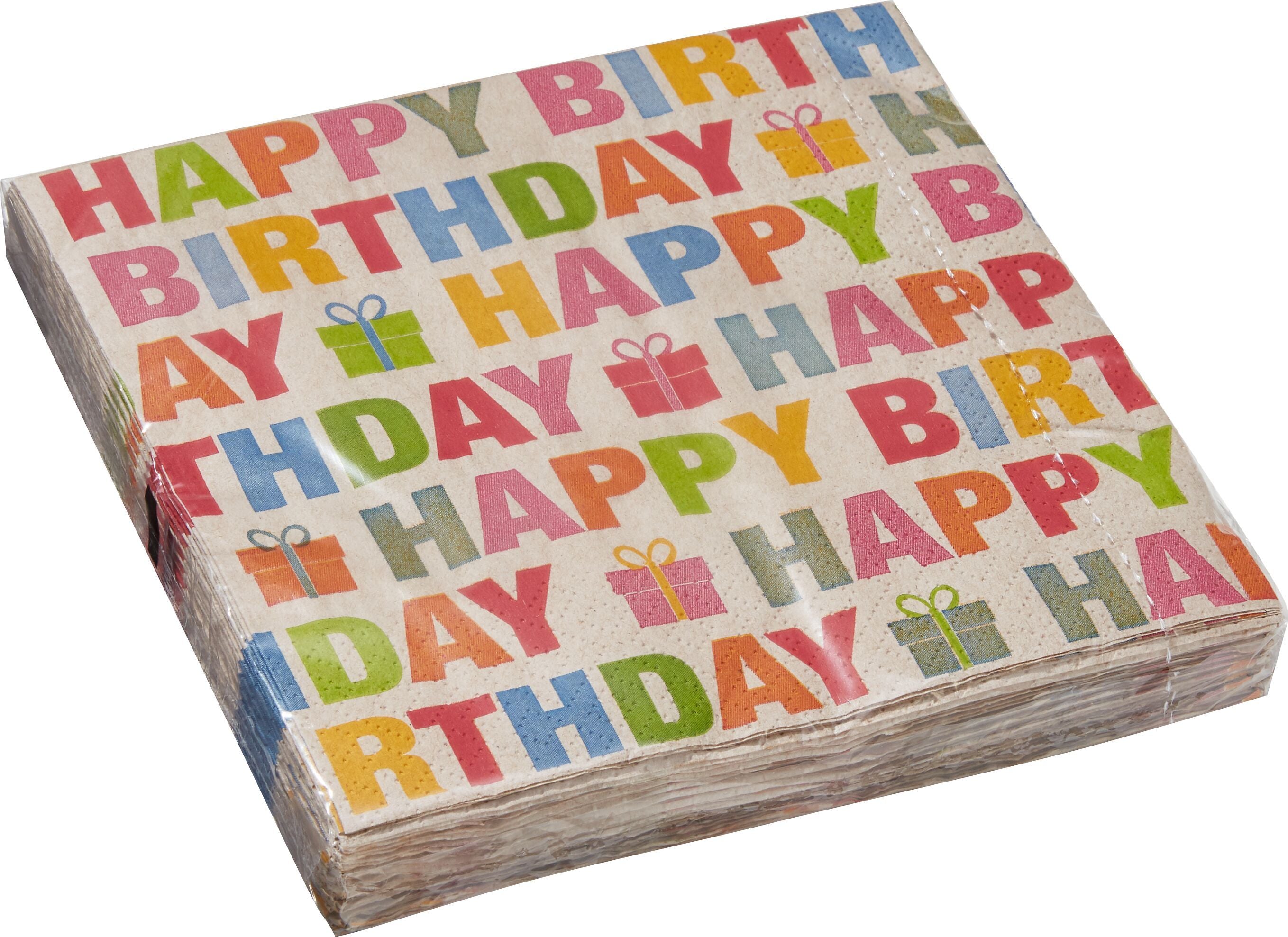 HAPPY Papierservietten - Multicolor / B: 33.0 cm x T: 33.0 cm x H: 0.1 cm