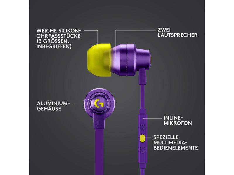Logitech Headset G333 Gaming Violett Gaming-Ohrhörer für klare Kommunikation auf PC, Konsolen und Mobilgeräten