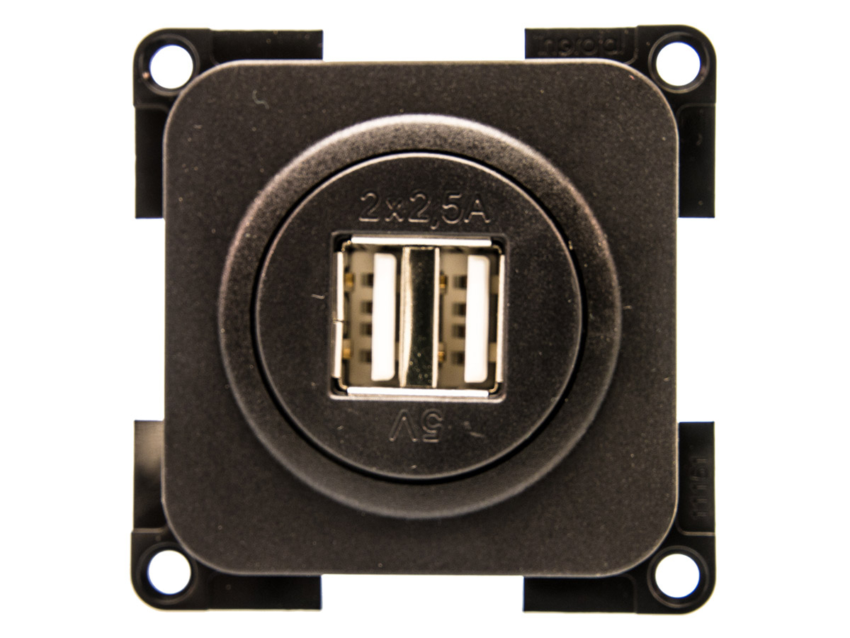 BBA dubbele USB contactdoos - black