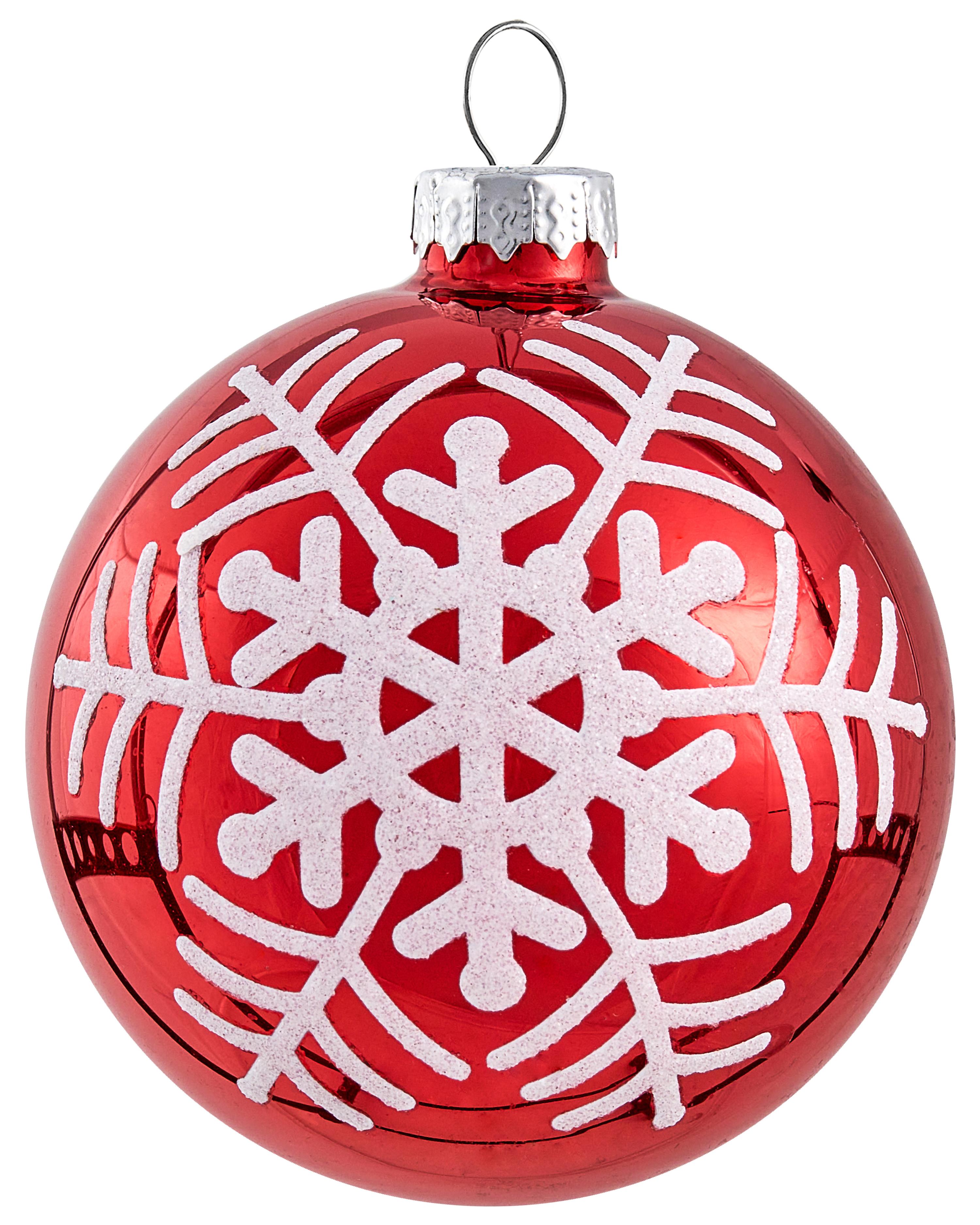 Set van 50 kerstballen SNOWFLAKE Glas Rood/wit