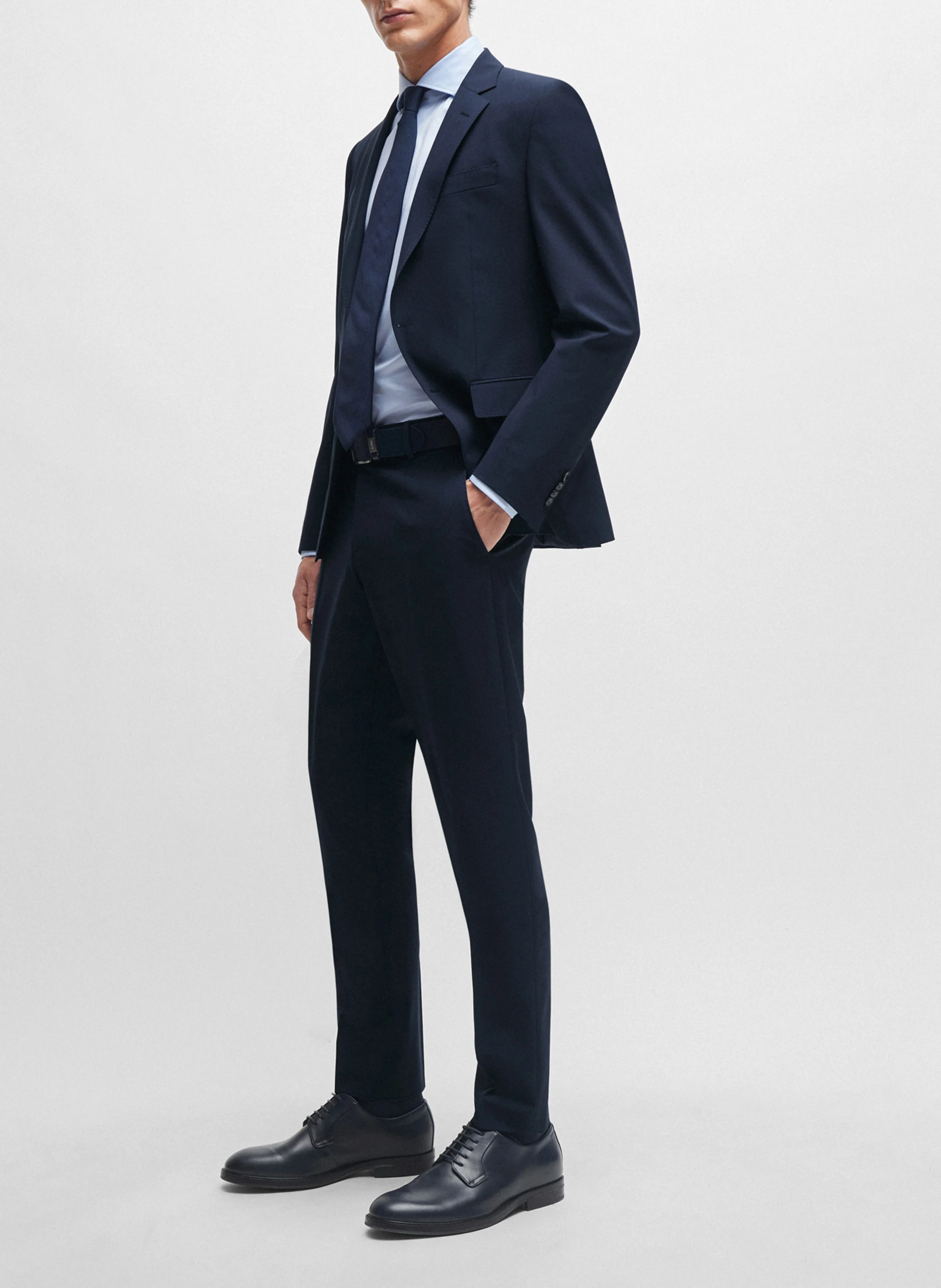 Costume slim-fit en laine mélangée | Bleu