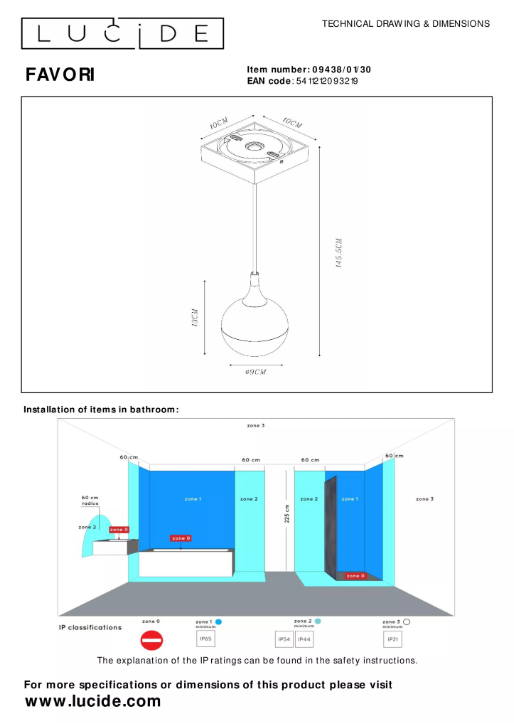 Lucide Favori plafondlamp 50W zwart mat