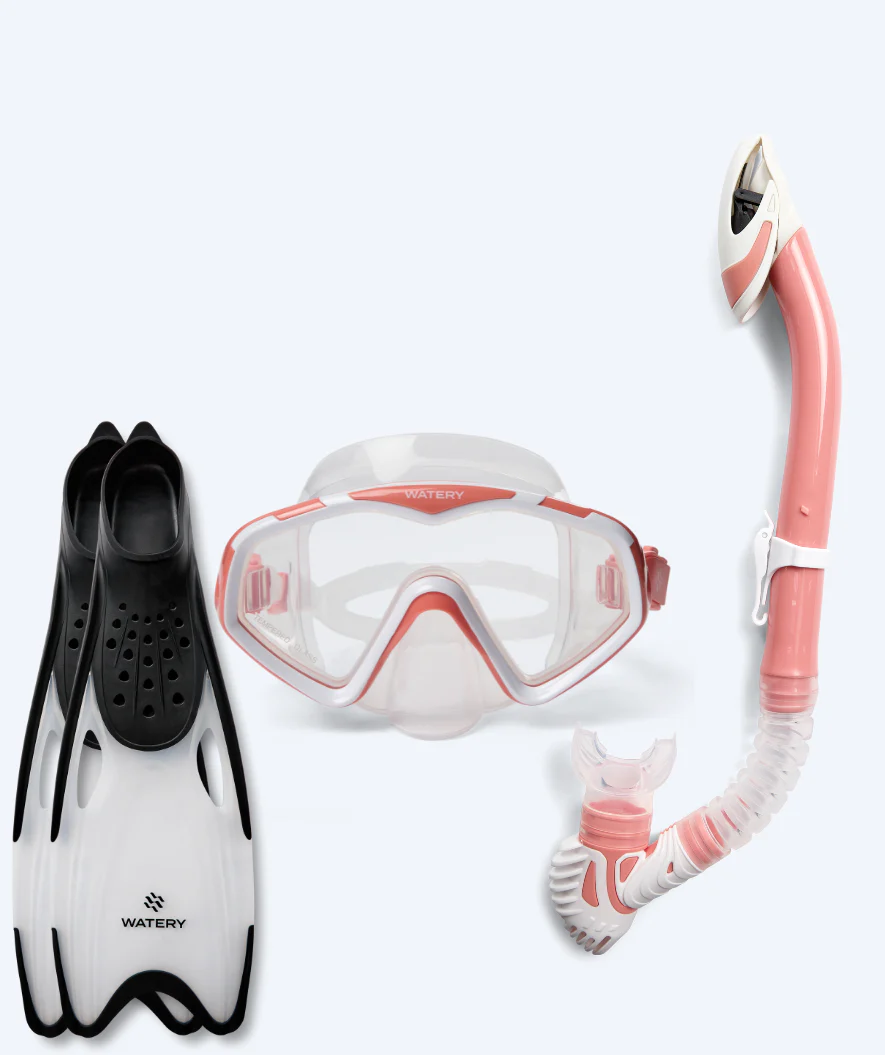 Watery snorkelsæt til voksne (fra 15 år) - Leach/Rilian - Lyserød/sort