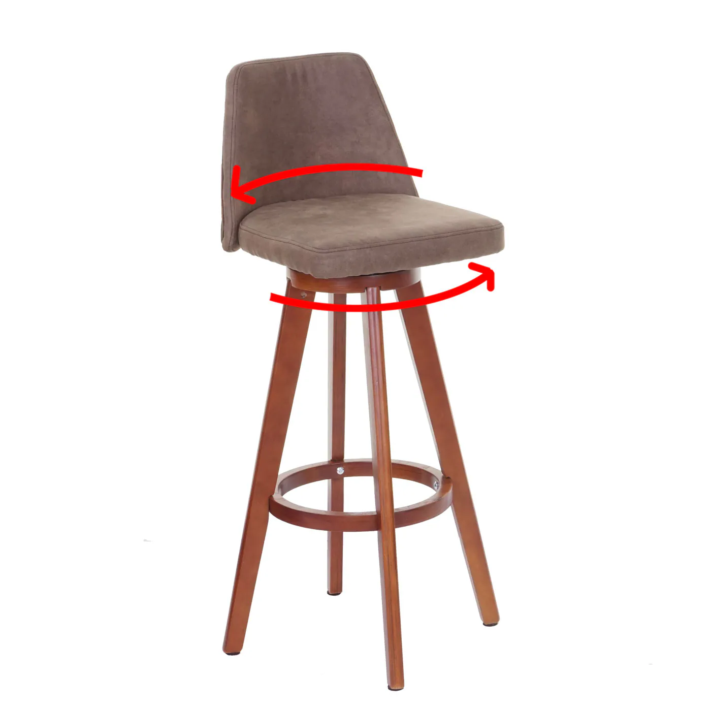 Barhocker MCW-C43, Barstuhl Tresenhocker, Holz Textil drehbar ~ Vintage braun, helle Beine