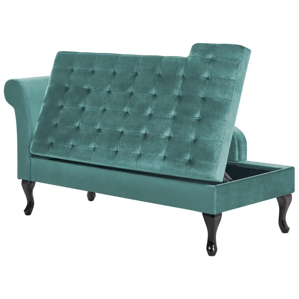 PESSAC - Chaise longue - Groenblauw - Linkerzijde - Fluweel