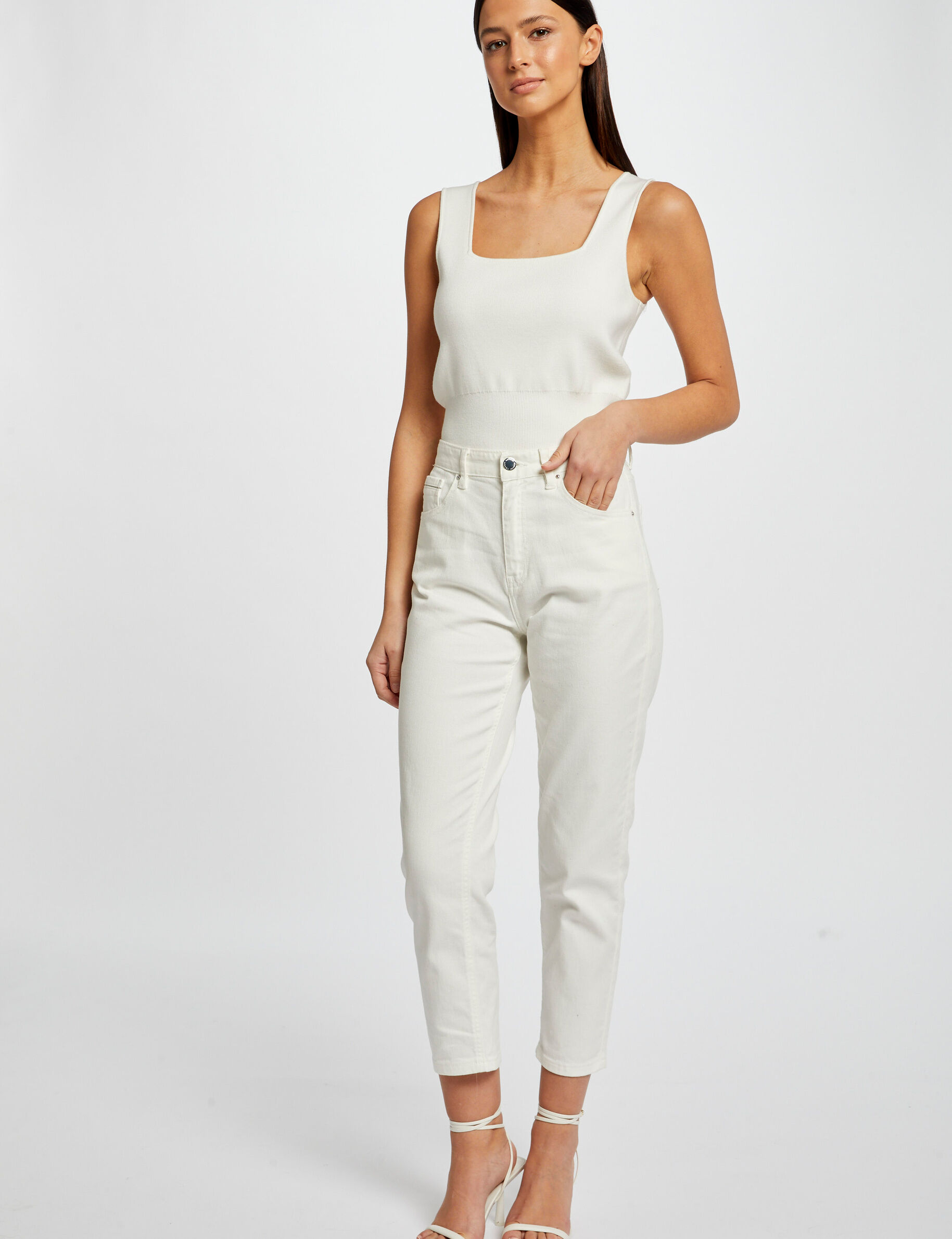 Débardeur pull bretelles larges ecru femme - ecru