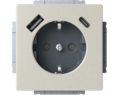 Busch-Jaeger 20 EUCB2USBAC-866 USB-aansluiting Safety+ met USB A/C Zuiver roestvrij staal