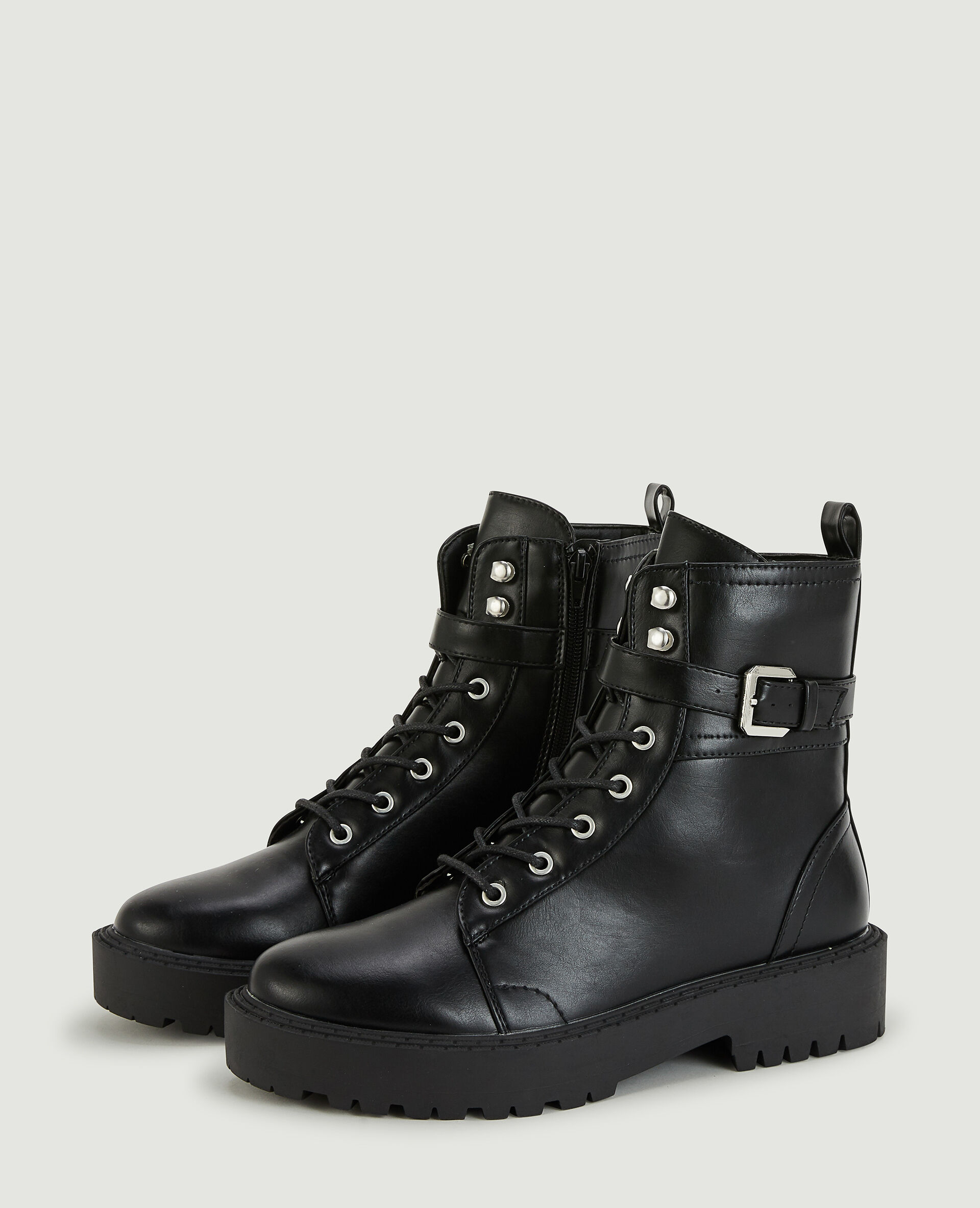 Bottines à lacets et bride - Noir
