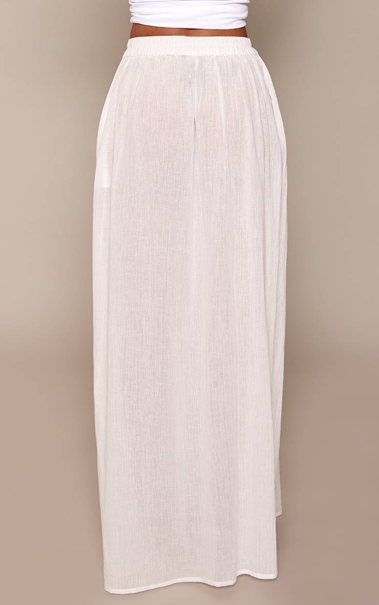 Blanc Jupe Longue Maxi En Gaze De Coton Avec Taille Élastiquée Pour Grandes Tailles
