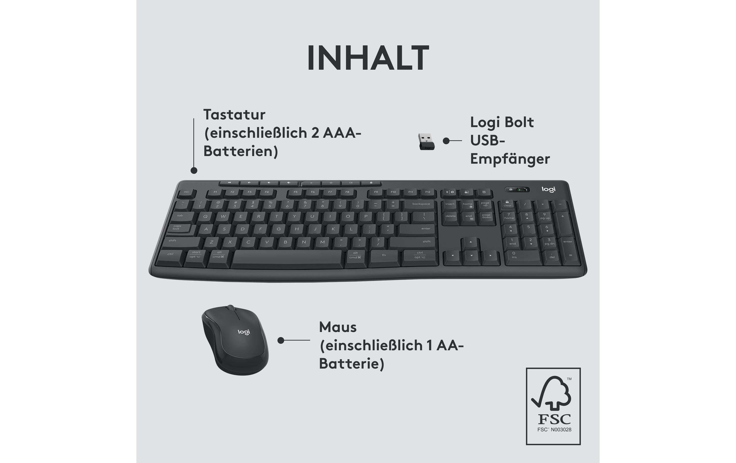 MK370 for BusinessKabellose Tastatur und geräuscharme Maus