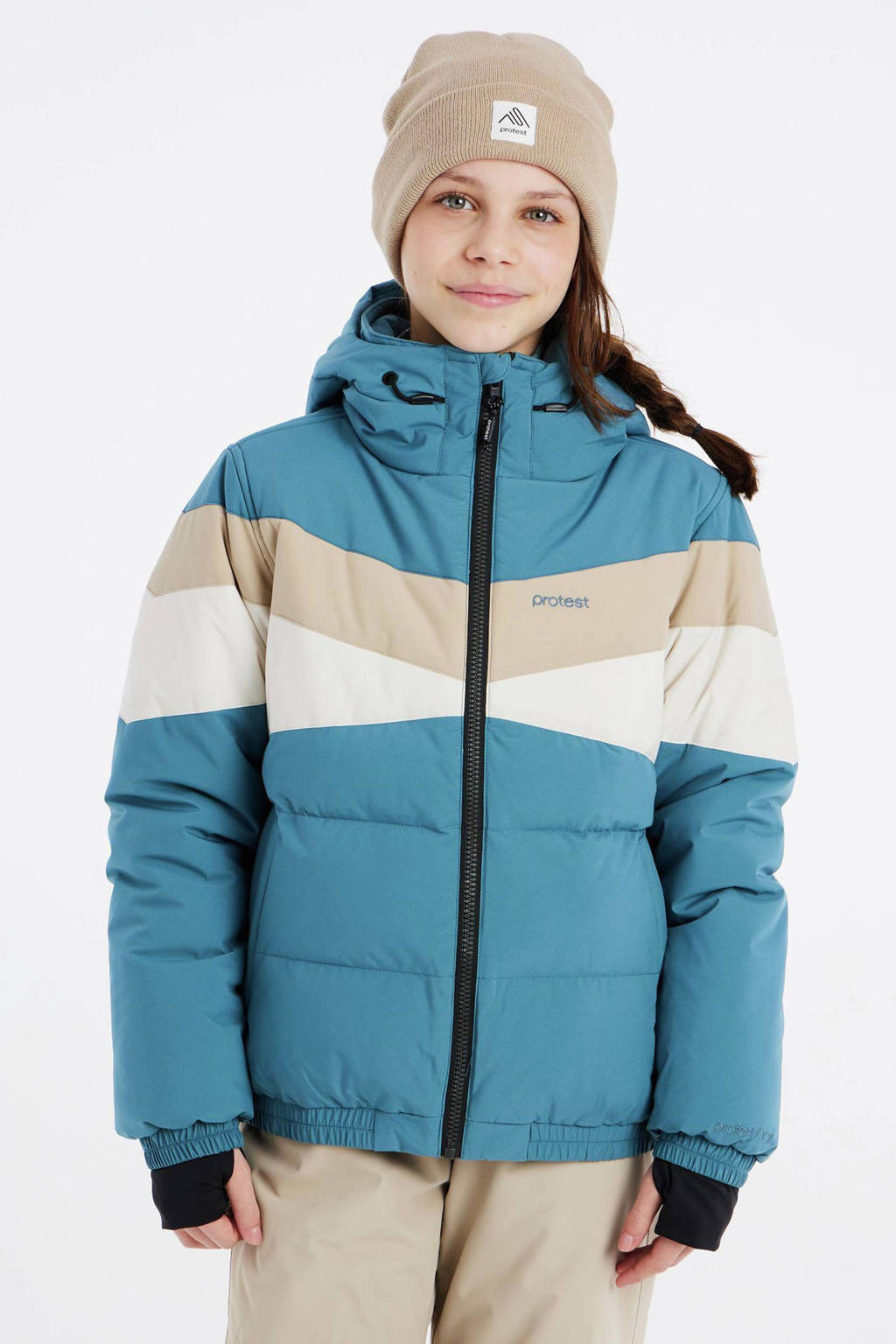 Protest ski-jack PrtSiskin blauw/beige