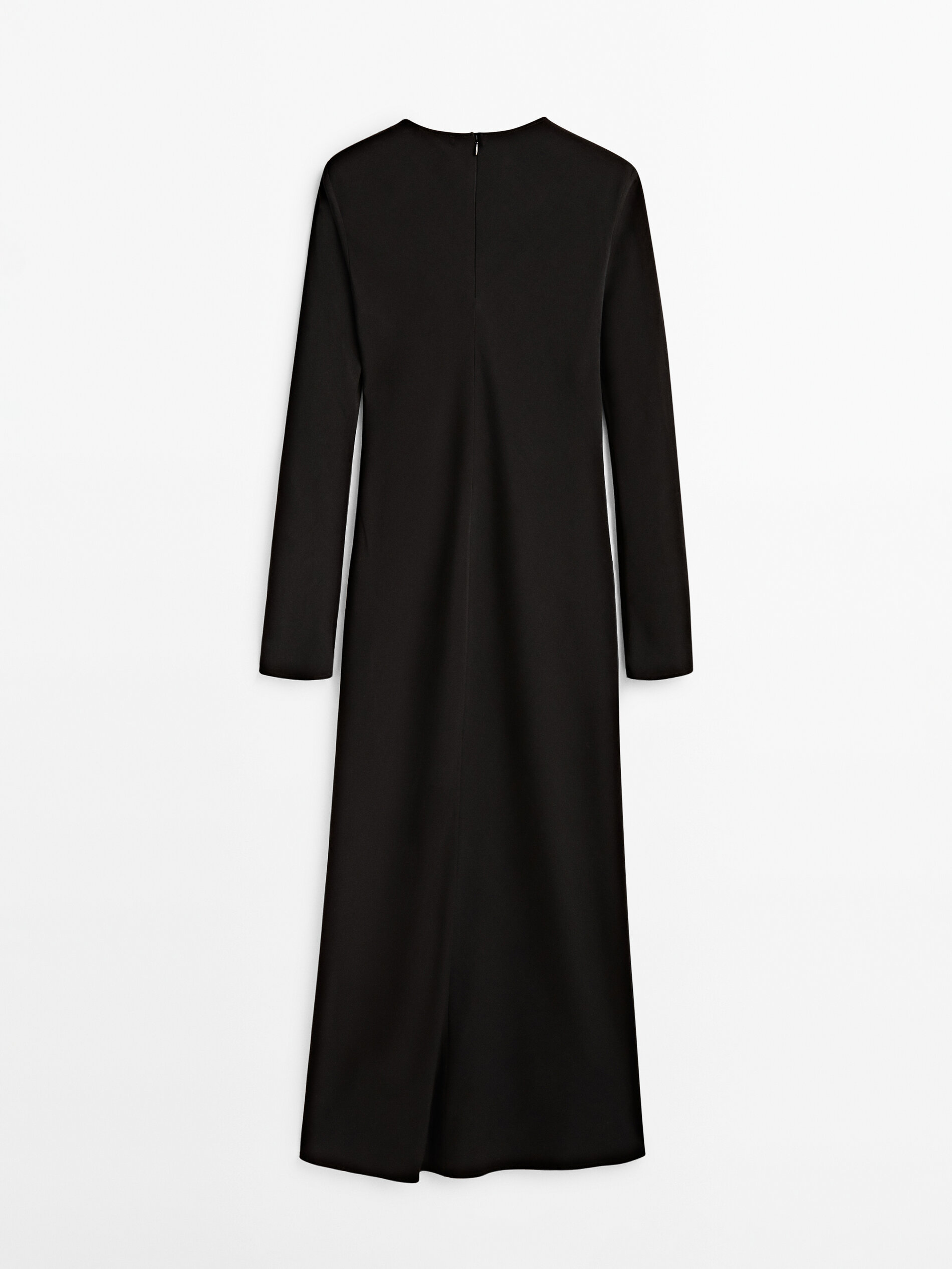 Vestido longo e fluido de manga comprida - PRETO