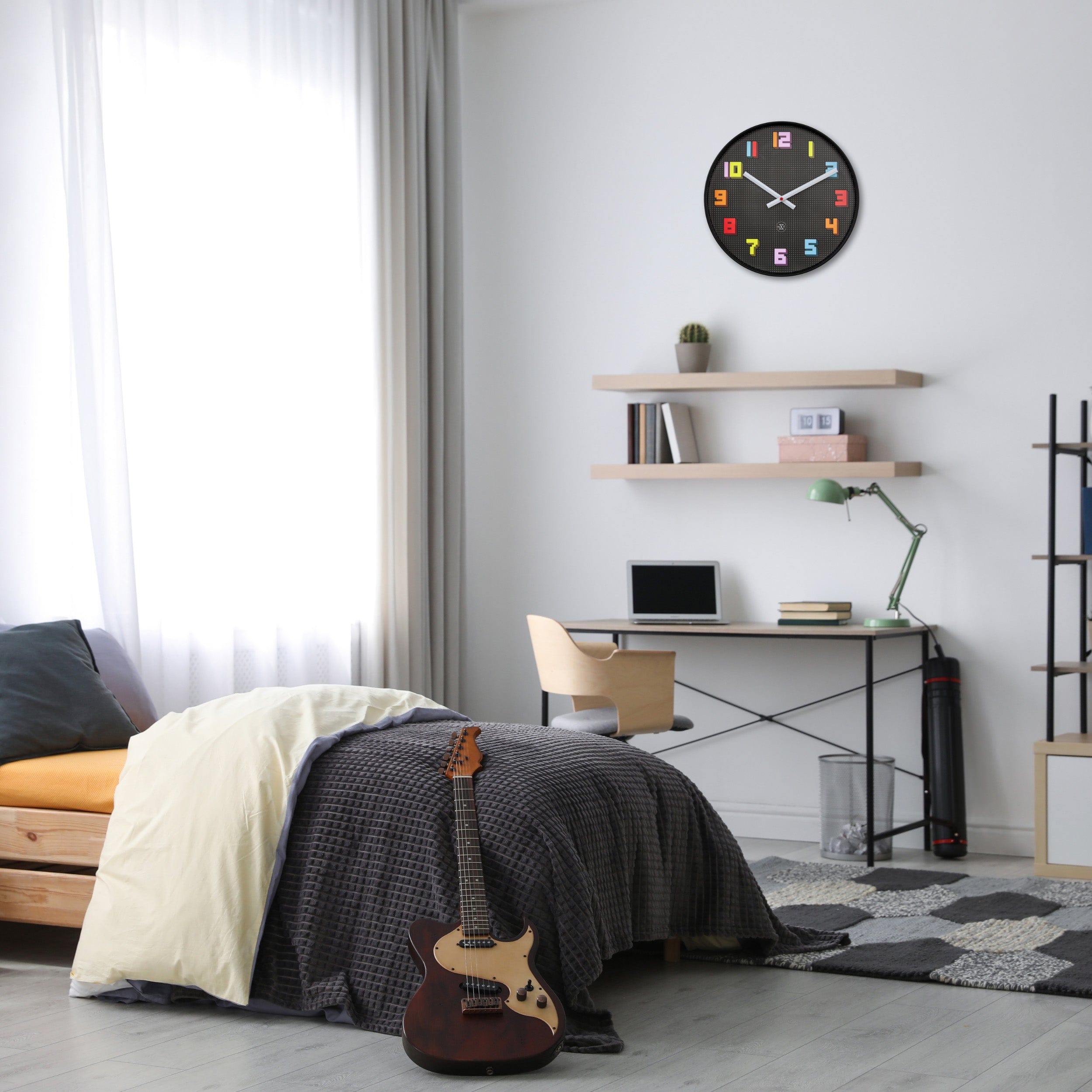 NeXtime - Wandklok 35cm - Stil - Zwart|Multikleur - ABS - nXt 'Game'