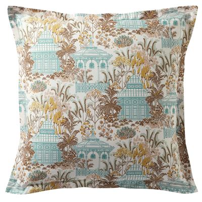 Linge de lit percale motif kiosque et feuillage - BECQUET CRÉATION