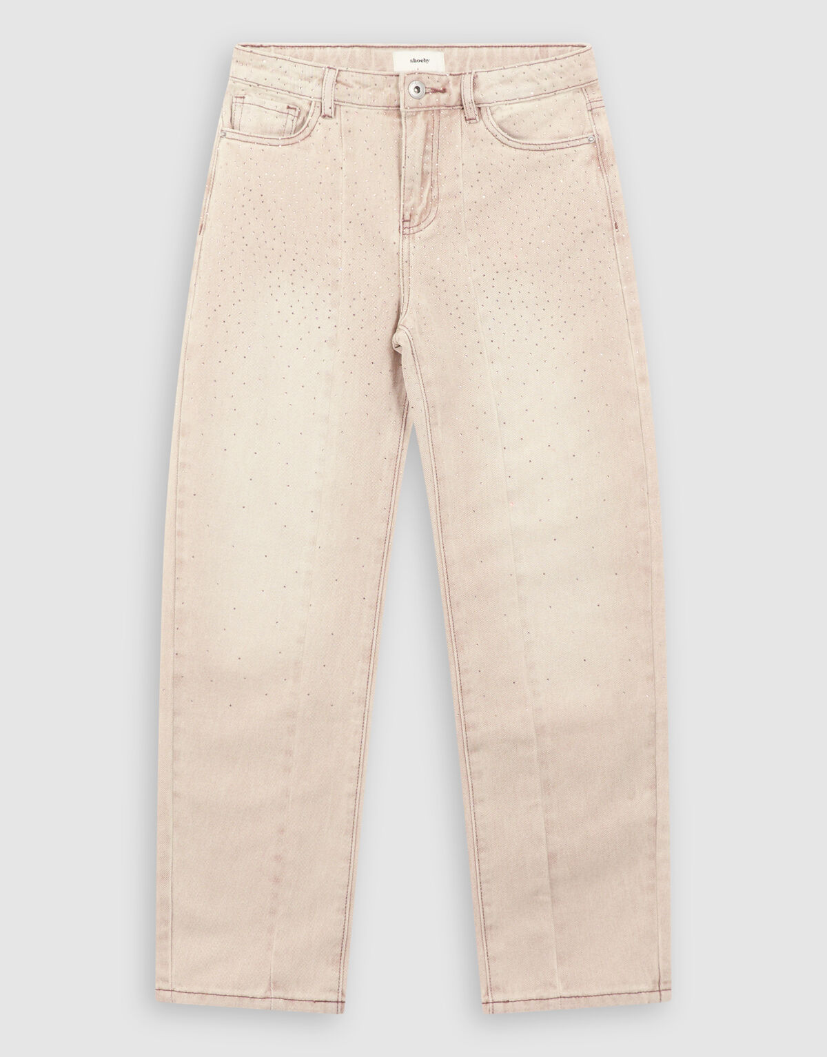 Strass Barrel Fit Jeans Zand