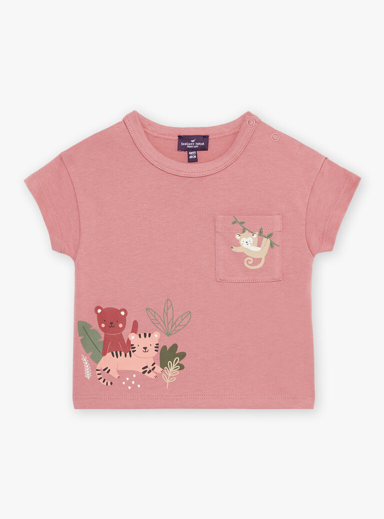 T-shirt rose vintage avec animaux