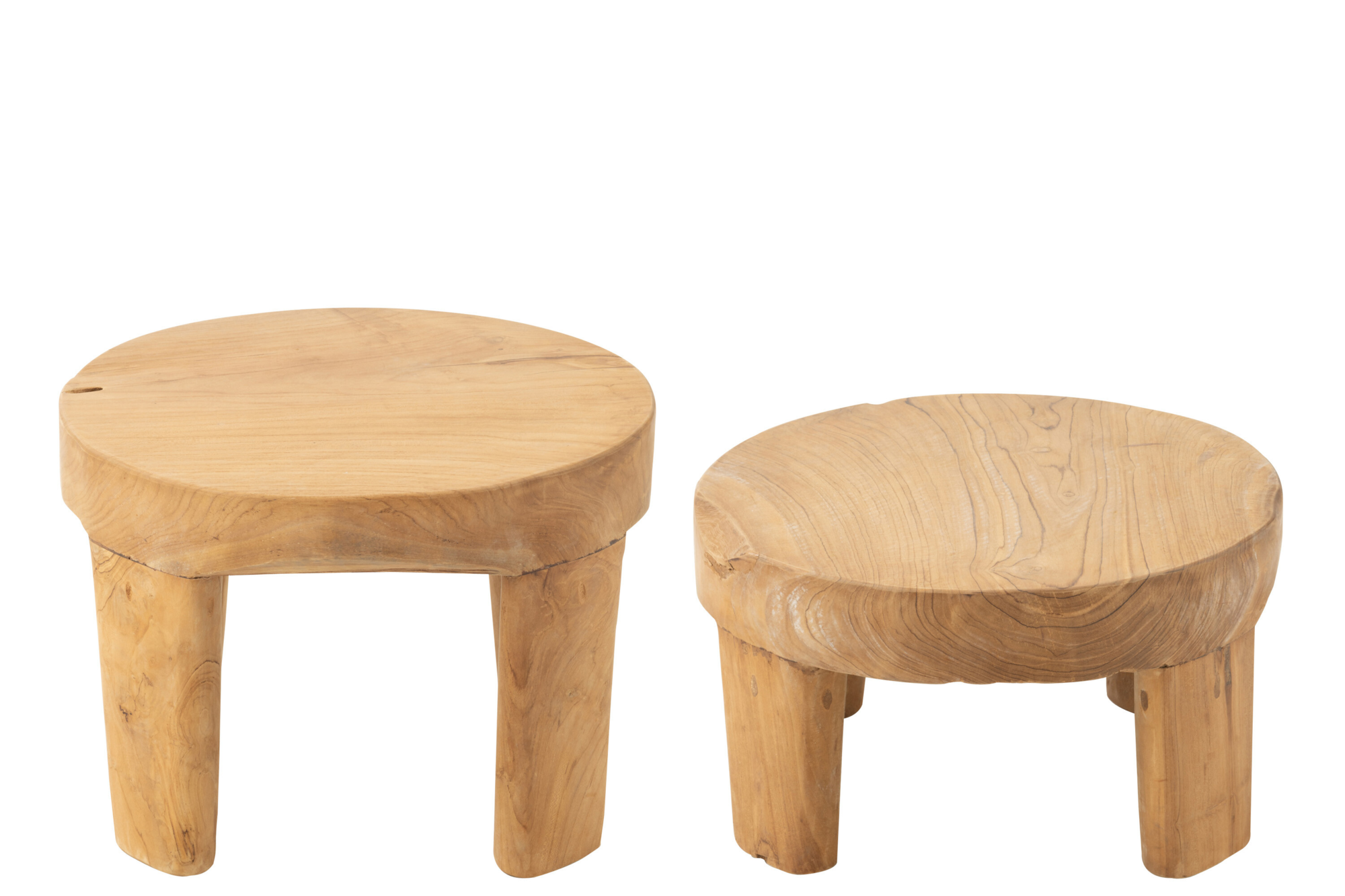 Bijzettafel Rond teakhout naturel - set van 2