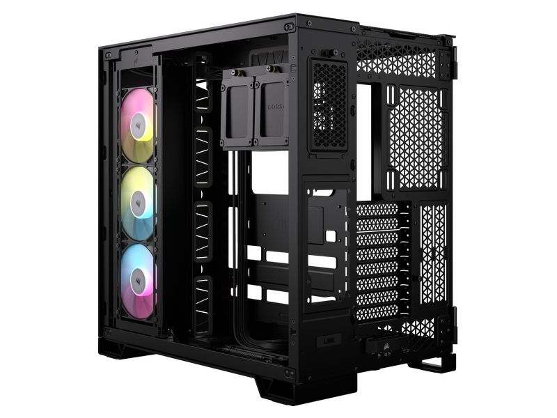 Corsair PC-Gehäuse 6500X RGB Schwarz Mid-Tower PC-Case mit Zwei-Kammer-Design, herausragendem Luftstrom und vorinstallierten RGB-Lüftern