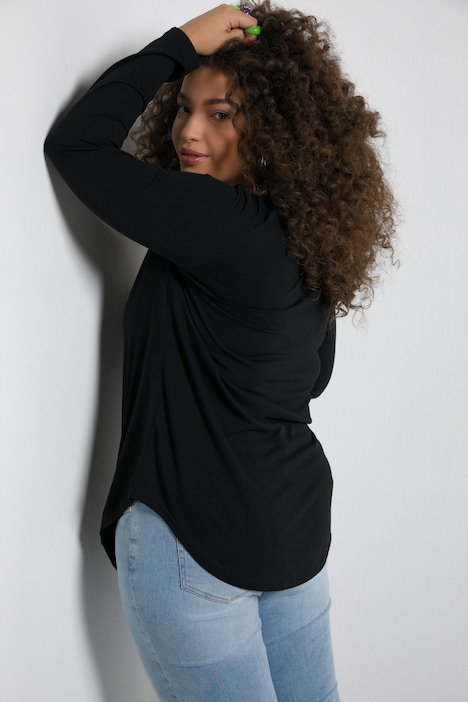 Shirt, Langarm, gerundeter Saum
