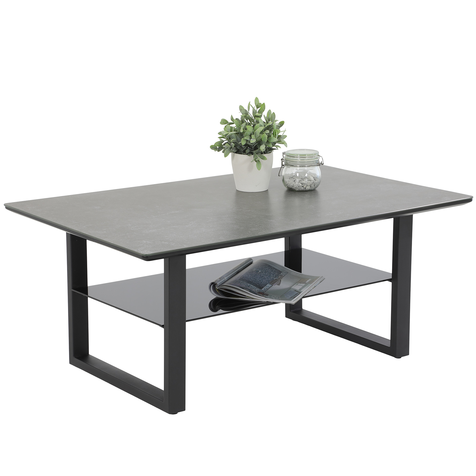 Couchtisch - schwarz - Keramikoptik - 105 cm