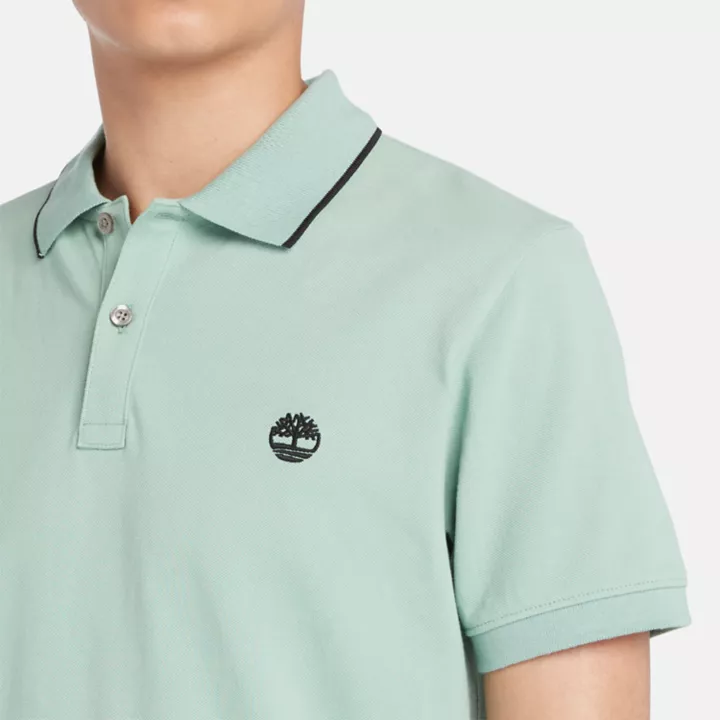 Polo à col imprimé Millers River pour homme en vert clair