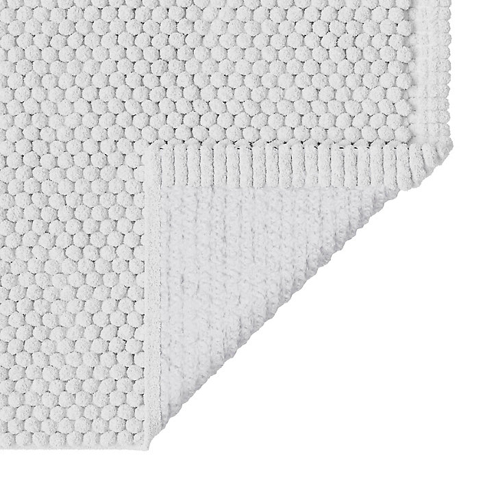 Tapis de bain rectangulaire GoodHome Elland coloris blanc en coton et polyester L.120 x l.70 cm