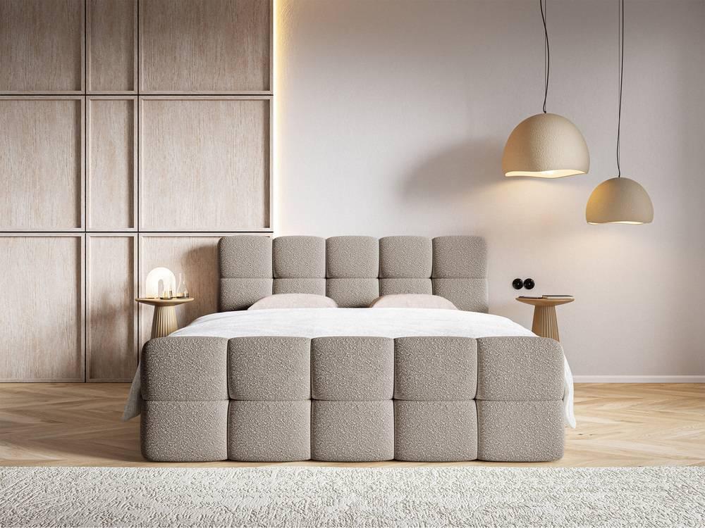 NADUVI Collection Chloe Boxspring met Opbergvak 140 x 200 cm - Bouclé - Greige