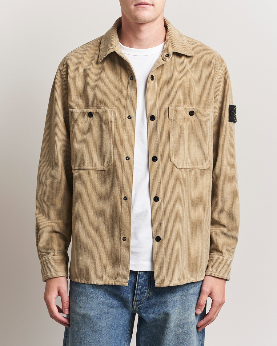 Stone Island Organic Cotton Cord Overshirt Beige