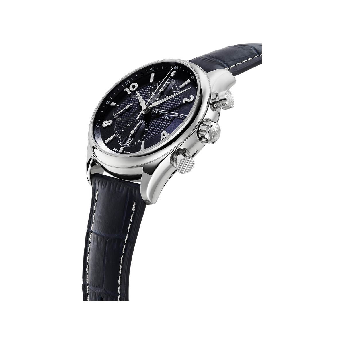 Montre Frédérique Constant homme automatique chronographe acier cuir bleu