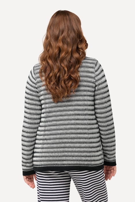 Strickjacke, Jacquard, V-Ausschnitt, Biobaumwolle