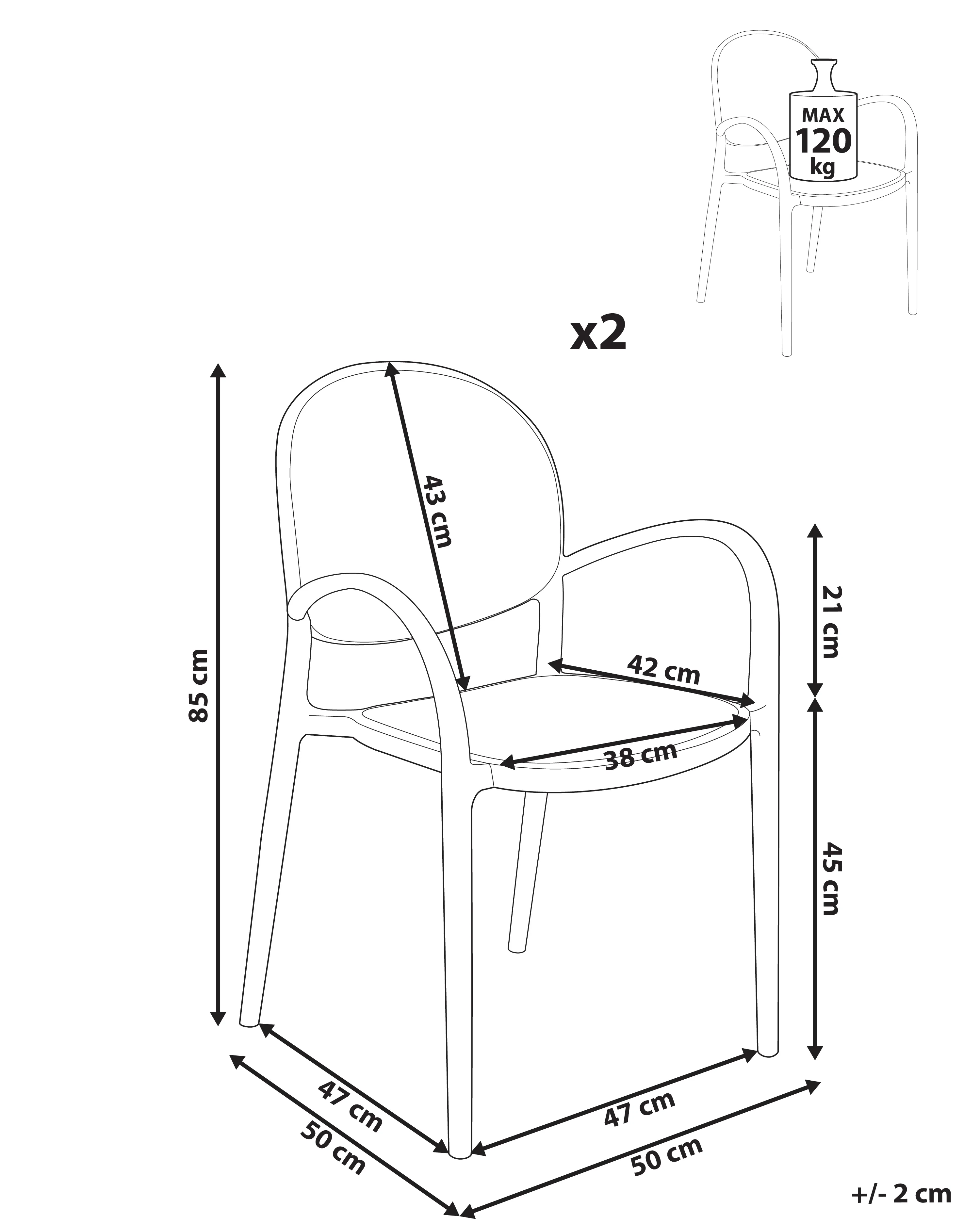 Set van 2 tuinstoelen POVOLETTO Synthetisch materiaal Lichtbruin