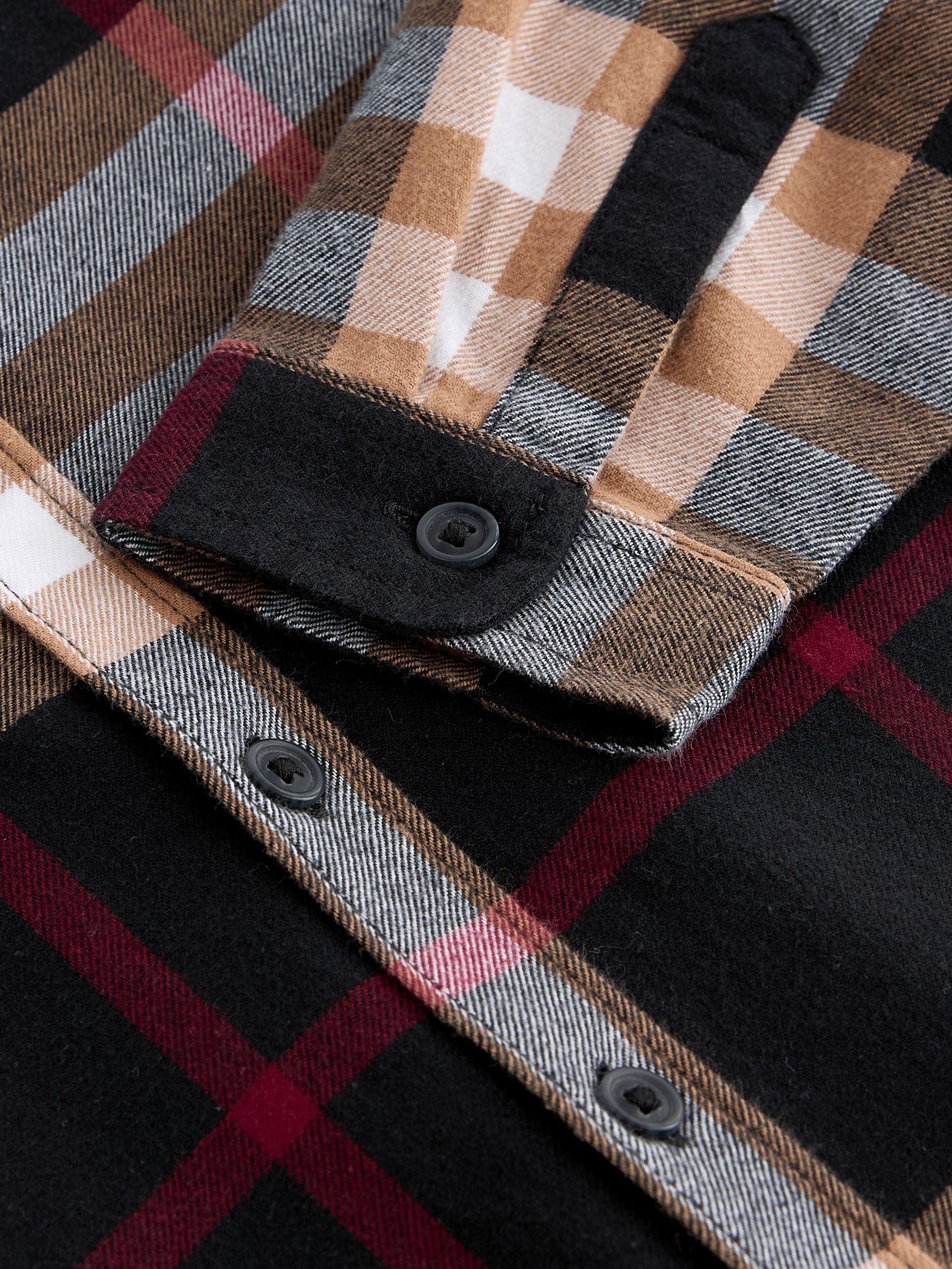 Bruin/Crème Ruit - Twill overhemd met lange mouwen (3-16jr)