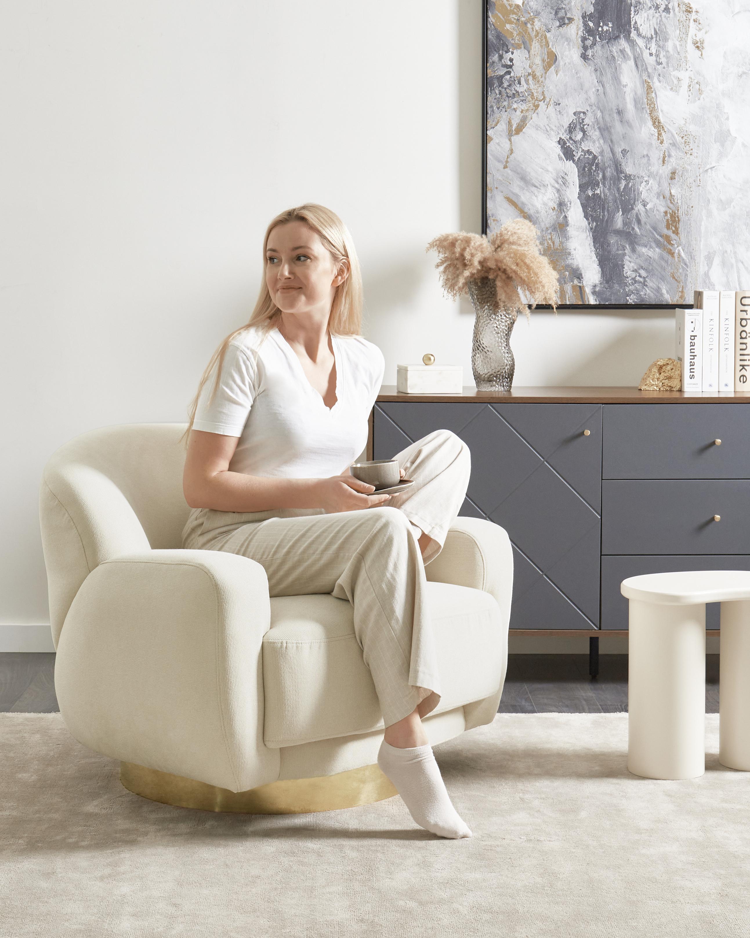 Fauteuil LEJRE Stof Lichtbeige