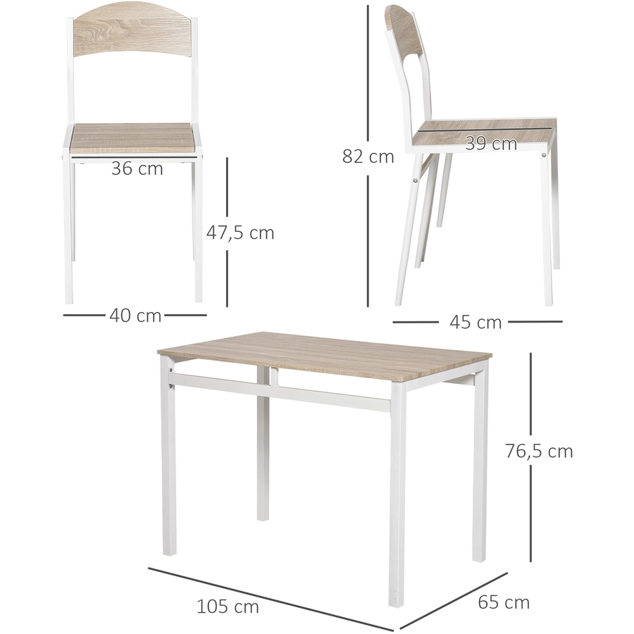 HOMCOM Sitzgruppe als 5-teiliges Set natur, weiß