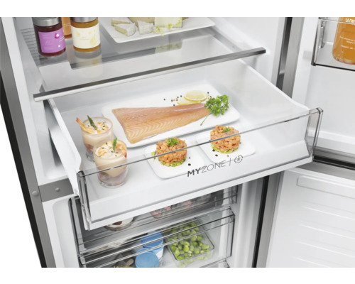 HAIER HDPW3620DNPK koel-vriescombinatie, afmetingen (B x H x D): 59,5 x 205 x 66,7 cm, koelgedeelte: 289 l, vriesgedeelte: 117 l, roestvrij staal