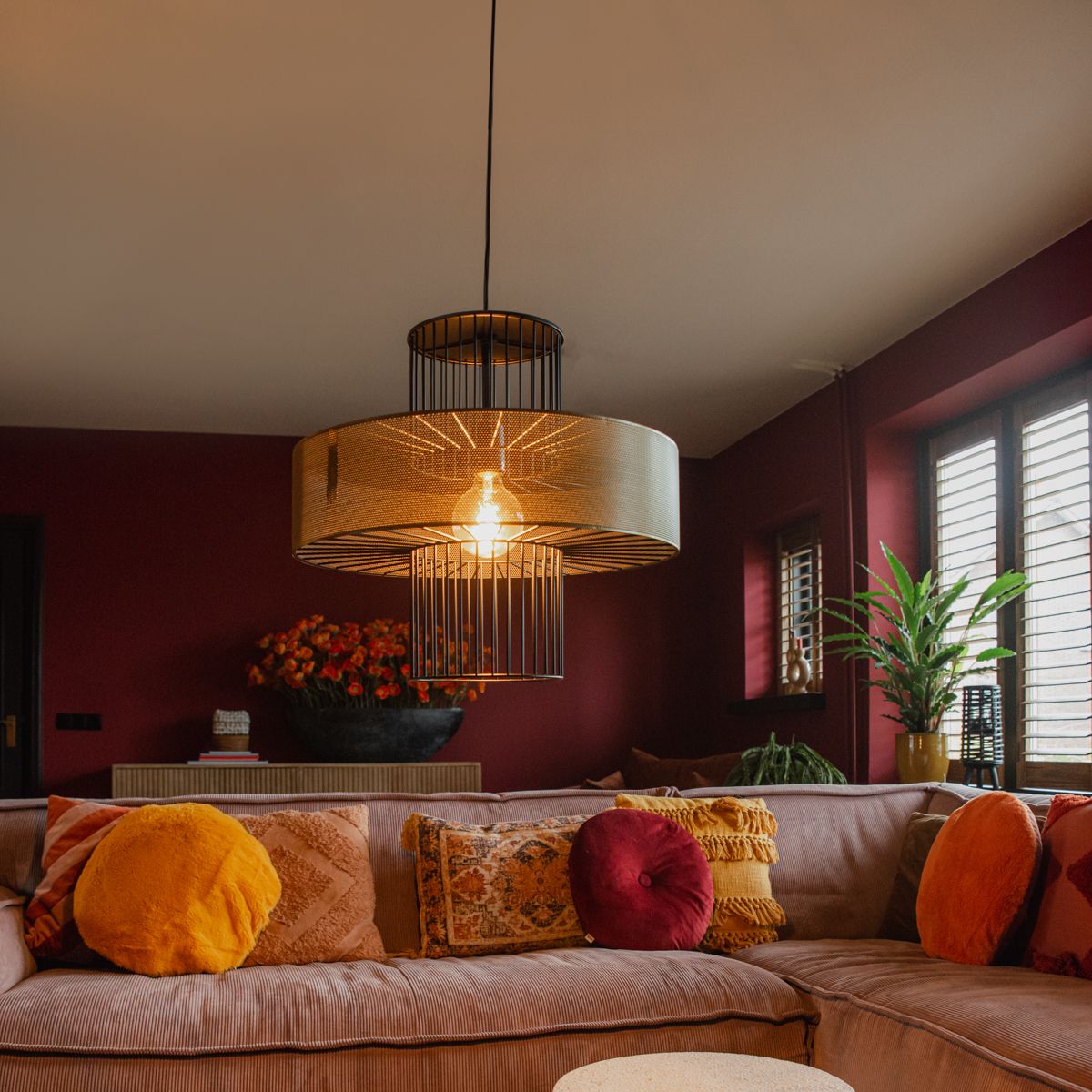 Design hanglamp goud met zwart 50 cm - Tess