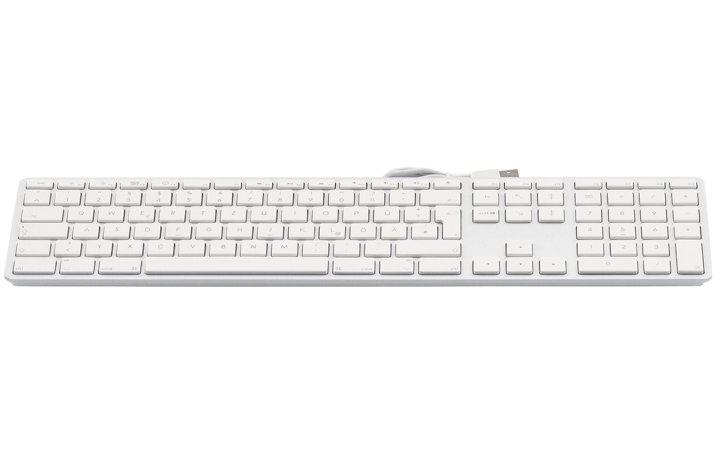 Tastatur KB-1243 Weiss, DE-Layout mit ZiffernblockElegante Tastatur mit Aluminiumcover