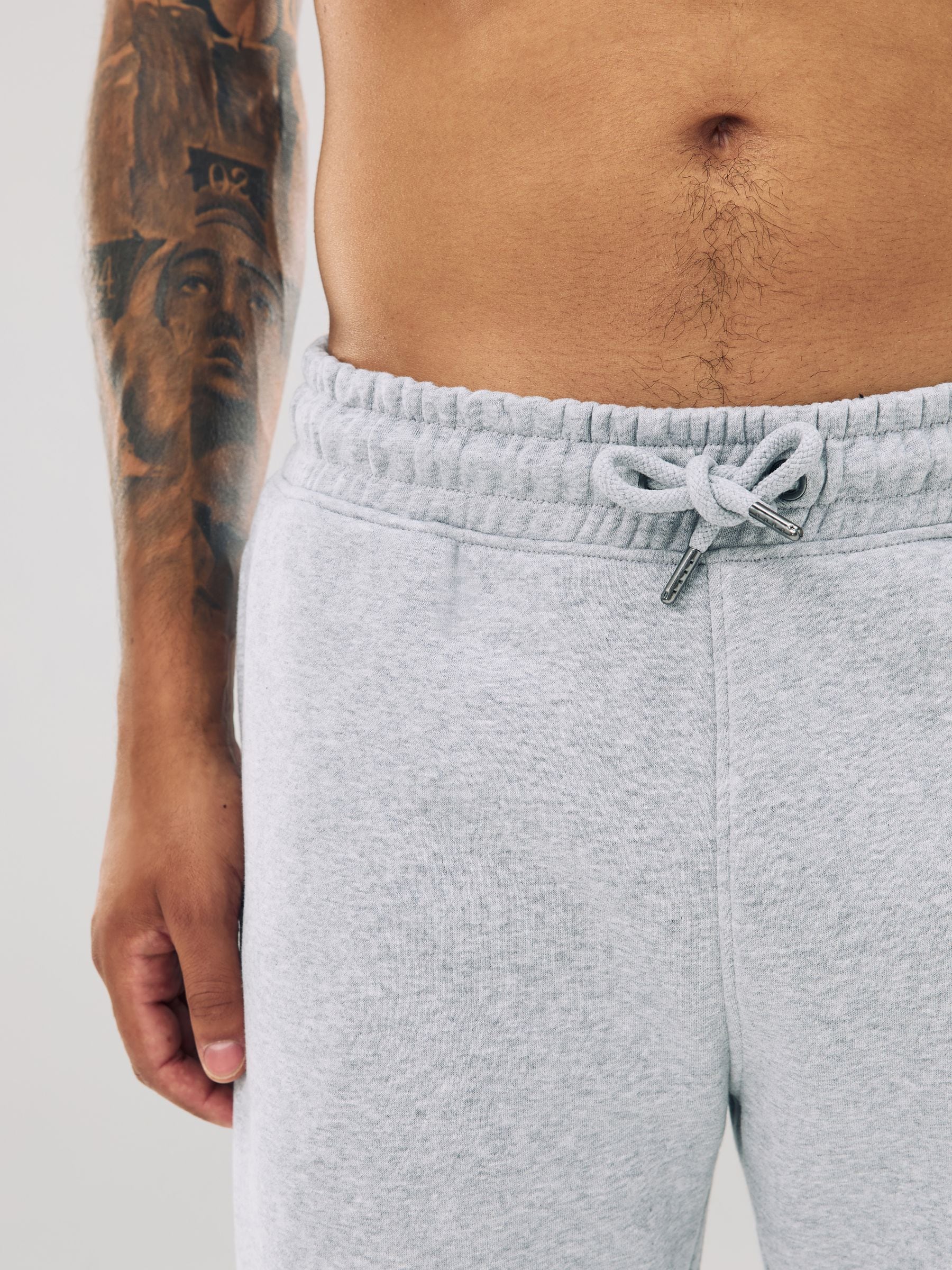 Grijs gemêleerd - Slim Fit - Katoenrijke Jersey Joggingbroeken