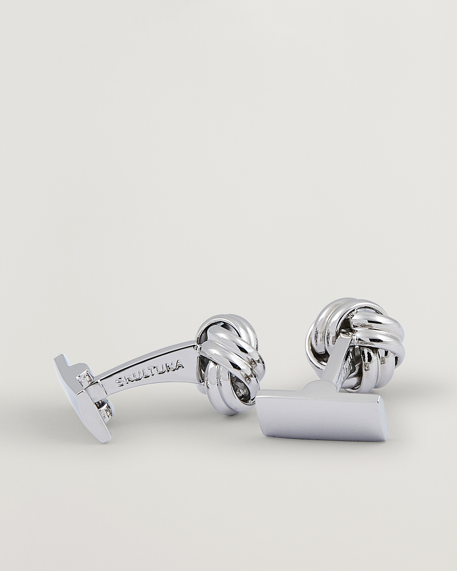 Skultuna Cuff Links Black Tie Collection Knot Silver