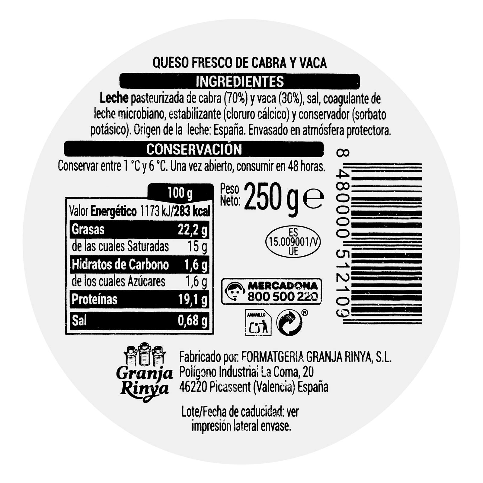 Mélange de fromages frais Tronchón Hacendado