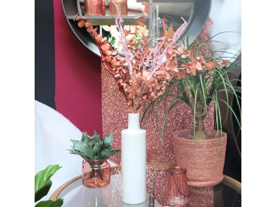 Branche de Fleurs «Cristal» en verre rose 90 cm