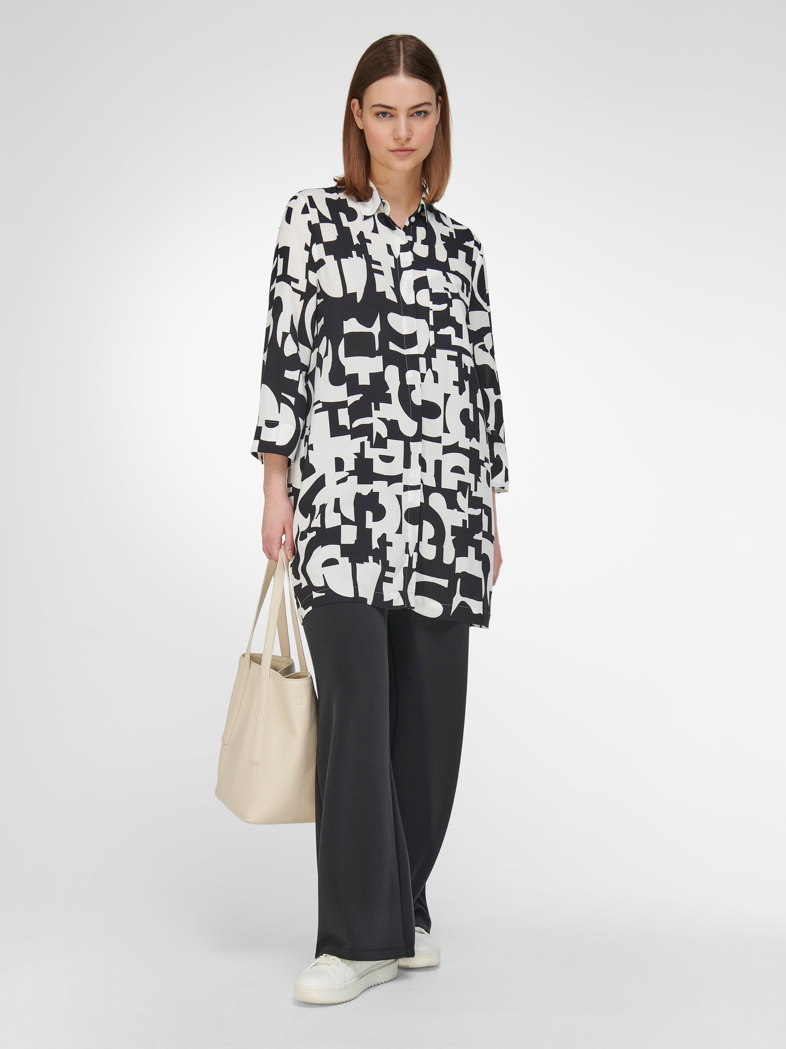 Long-Bluse mit 3/4-Arm